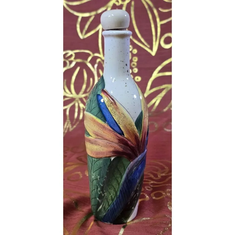Island Plantations Oil/Vinegar Decanter Bird Of Paradis (With Stopper/Cork)